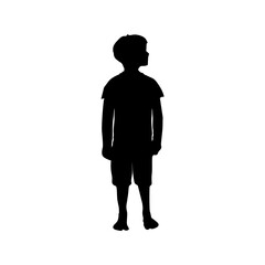 Kid silhouette watching sideview boy standing