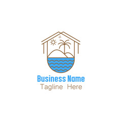 Minimalist Beach House Logo for Vacation Rentals