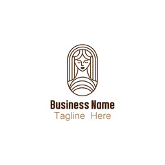 Elegant Line Art Female Face Logo Design