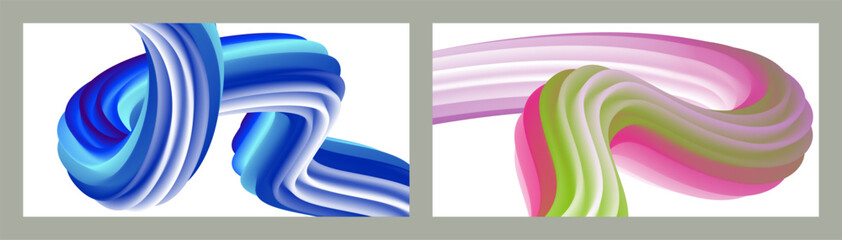 Abstract volumetric background. Cords. set of two illustrations. Toothpaste in a tube. Minimalism. 