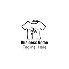 Line Art T-Shirt Logo with Palm Tree for Summer Apparel Brand