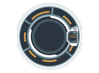 Futuristic dark HUD circle progress bars technical interface elements High tech digital background