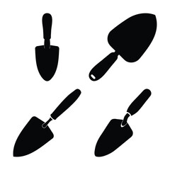 Gardening trowel silhouettes set for planting and digging