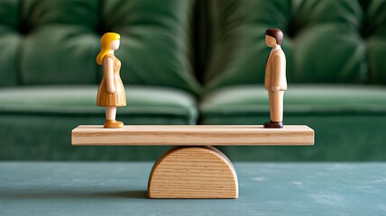 Equality concept with people balanced on scale
