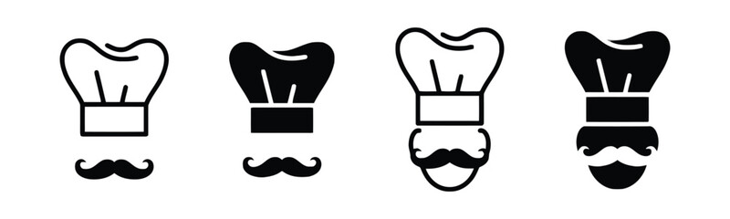 Chef hat cooking sign symbol line drawing kitchen restaurant food preparation catering professional toque silhouette icon vector