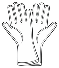 Obraz premium Line art illustration of a pair of gardening gloves with fingers spread open
