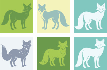 Set walking and standing dog silhouette. Vector black icon