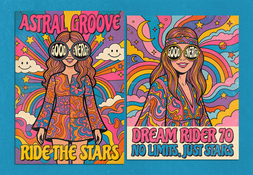Psychedelic 60s Hippie Poster Layout