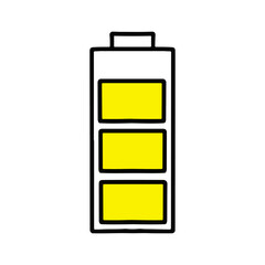 Hand drawn three quarter battery charge icon vector isolated on white background