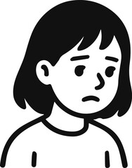Vector icon of a sad girl child expressing emotional distress related to autism awareness.