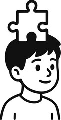 Vector illustration of a child with a puzzle piece symbolizing autism spectrum diversity.