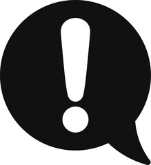 Black speech bubble with exclamation mark icon. Warning message speech. Vector. 