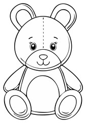 Obraz premium Outlined illustration of a cute teddy bear, smiling. Perfect for coloring books or design projects.