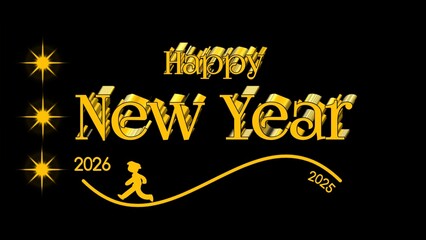  New Year is coming soon. Happy New Year 2026. The beginning of the new year. Congratulations, greetings. Isolated on Black background. Vector illustration flat design. © Jewel khan 1206