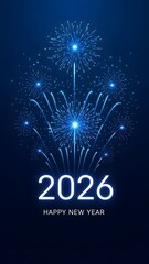 Obraz premium Happy new year 2026 celebration with fireworks display in dark sky