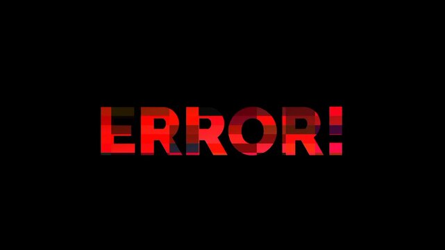 Bold glitch styled error text with distorted red effects on dark background conveying digital malfunction, corrupted data visuals, and dramatic system failure atmosphere.