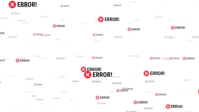 Seamless pattern of repeated error messages scattered across a clean background creating a conceptual visual for system instability, bugs, and digital malfunction themes.