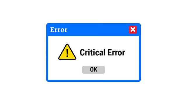 Classic operating system style critical error dialog box representing traditional computer warnings, system interruptions, and familiar user interface error messaging.