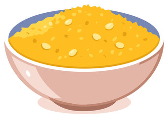 Illustration of Sweet Pongal Dish Inside Bowl for South Indian Festival