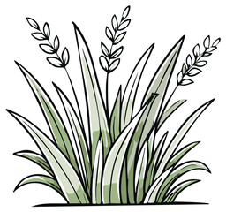Obraz premium Stylized illustration of a cluster of grass with delicate floral details.