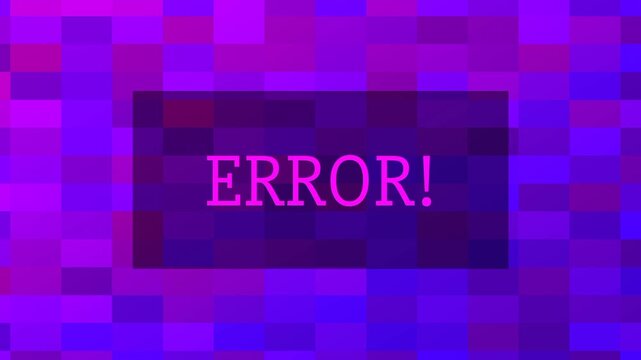 Purple glitch error display with pixel distortion effects conveying futuristic system failure visuals, corrupted data themes, and digital error representation.