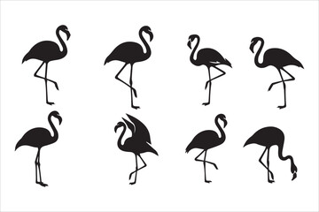 Vector different poses flamingo birds icons set © Adnan