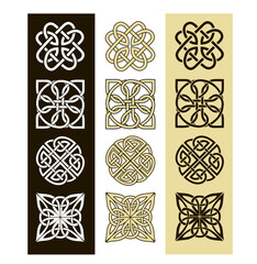 Medieval Celtic knot tattoo set. Celtic, Irish knots ornament. Celtic symbols, endless knot shape icon, infinite spirit unity symbol, pagan circle tribal symbols graphics isolated