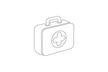 Medical emergency kit line art icon continuous one line drawing on white background
