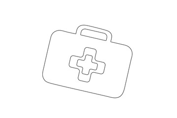 Medical emergency kit outline one line drawing clean medical icon
