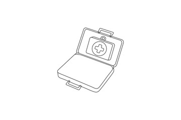 Medical first aid case continuous line minimalist vector illustration
