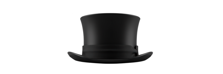 Classic black top hat, elegant accessory for formal occasions, stylish headwear, vintage fashion, theatrical costume, sophisticated look