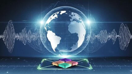 Abstract Global Data Visualization Depicting Digital Connectivity and Information Flow - Powered by Adobe