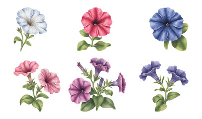 Soft blue magnolia flower blossoms with green leaves in watercolor style. © Joydeb