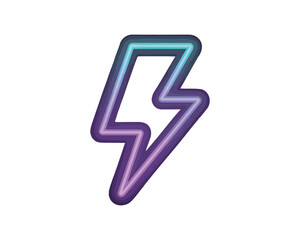 Colorful Lightning Bolt Sign Illustration with Neon Style Effect on Isolated