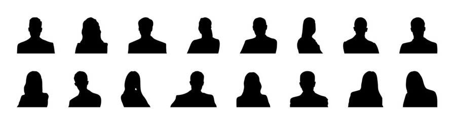 monochrome, diverse, faceless, anonymous, people, character, avatar, vector, illustration, male, female, impersonal, grey, portrait, head shot, isolated, set, business, profile, social, media, icon, p