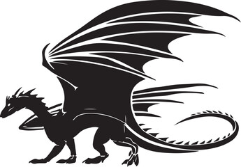 Black tribal dragon silhouette vector illustration design