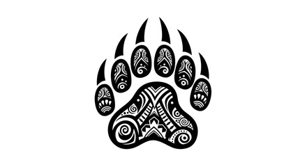 Intricate tribal bear paw design evoking symbolism, strength, and wild nature appreciation © Sifaul