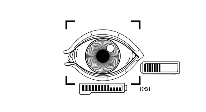 Stylized biometric eye scan vector design representing futuristic security authentication system