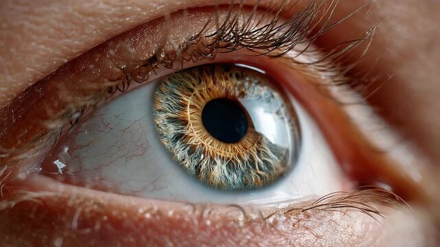 Eye of Focus: A macro shot of a human eye, revealing intricate details of the iris, pupil, and surrounding tissues, symbolizing perception and introspection.