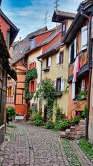 In den Gassen von Eguisheim im Elsass