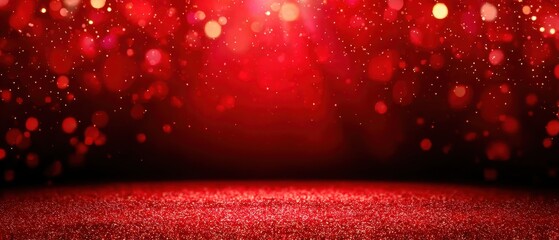 Abstract background with red glitter effect, ideal for holiday cards, party invitations, or cheerful marketing graphics.