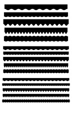 Scalloped Border Trim. Vector clipart bundle. A total 
of 15 seamless borders with 5 different scalloped designs in 3 different scales of large, medium and small.