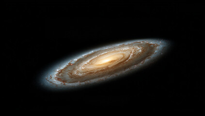 Beautiful Tilted Spiral Galaxy Disc in Dark Starry Universe