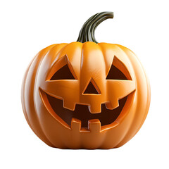Carved pumpkin with a spooky face on transparent background