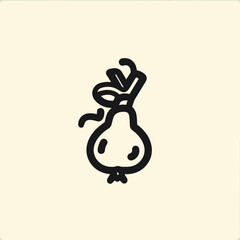 Simple pear icon on neutral background for design and conceptual projects