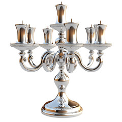 Shiny silver metal candle holder base on transparent background