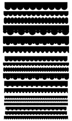 Obraz premium Decorative Scalloped Border Trim. Vector clipart bundle. A total of 18 seamless borders with 6 different scalloped designs in 3 different scales of large, medium and small.