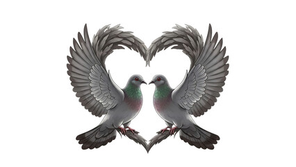 Obraz premium Two Lovebirds Forming a Heart Shape Illustration