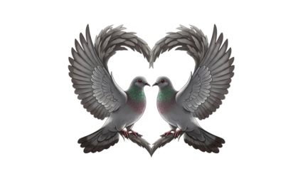 Two Lovebirds Forming a Heart Shape Illustration