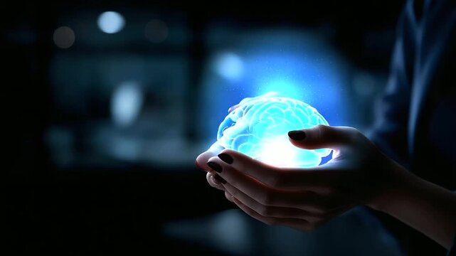 Faceless hands holding human head silhouette with ADHD visualization defocused confused mind background attention deficit disorder mental health concept psychological issues